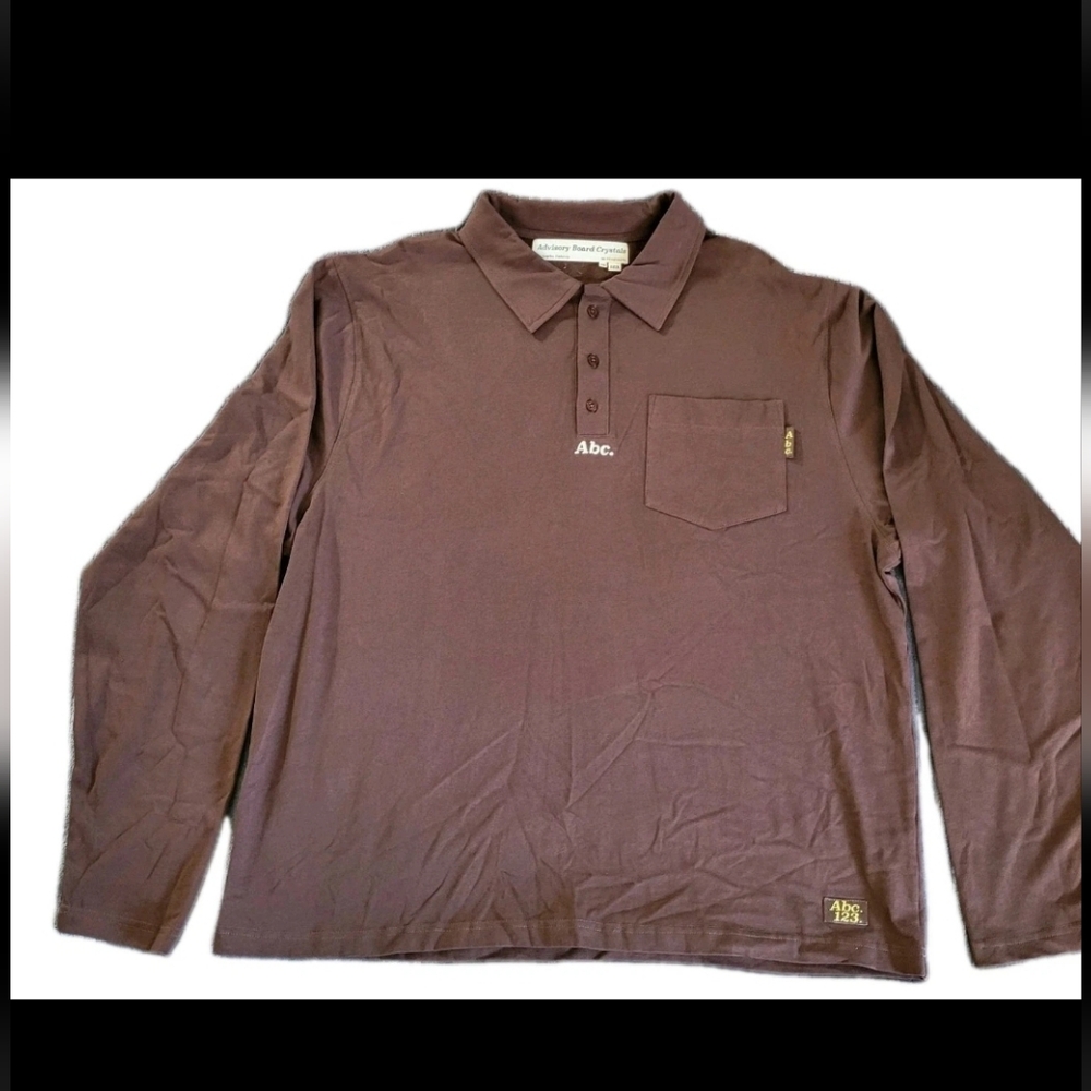 Advisory Board Crystals ABC. 123 Brown Long Sleeve Button Up Polo Shirt XXL